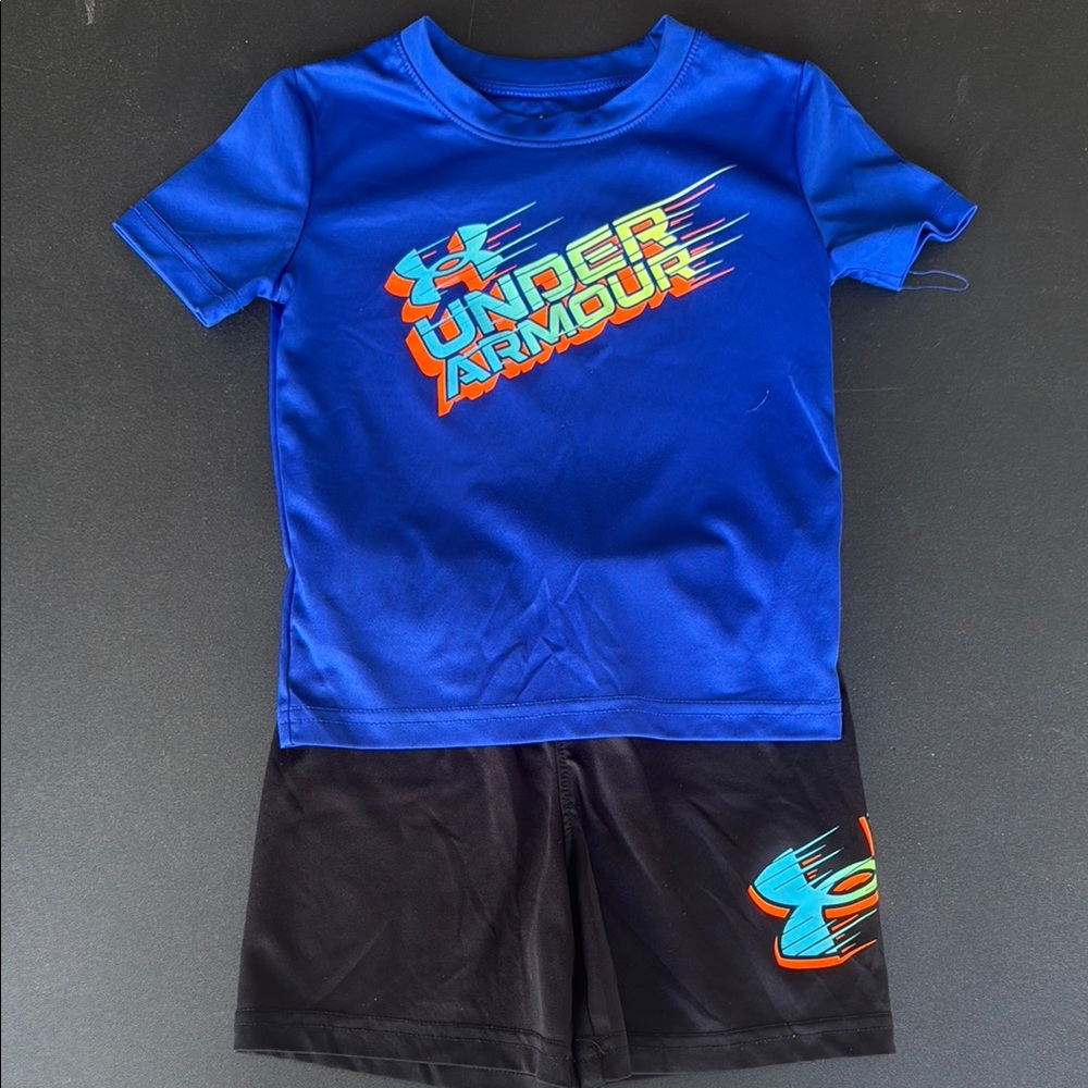 Under Armour Kids Blue Tee and Black Shorts Set
